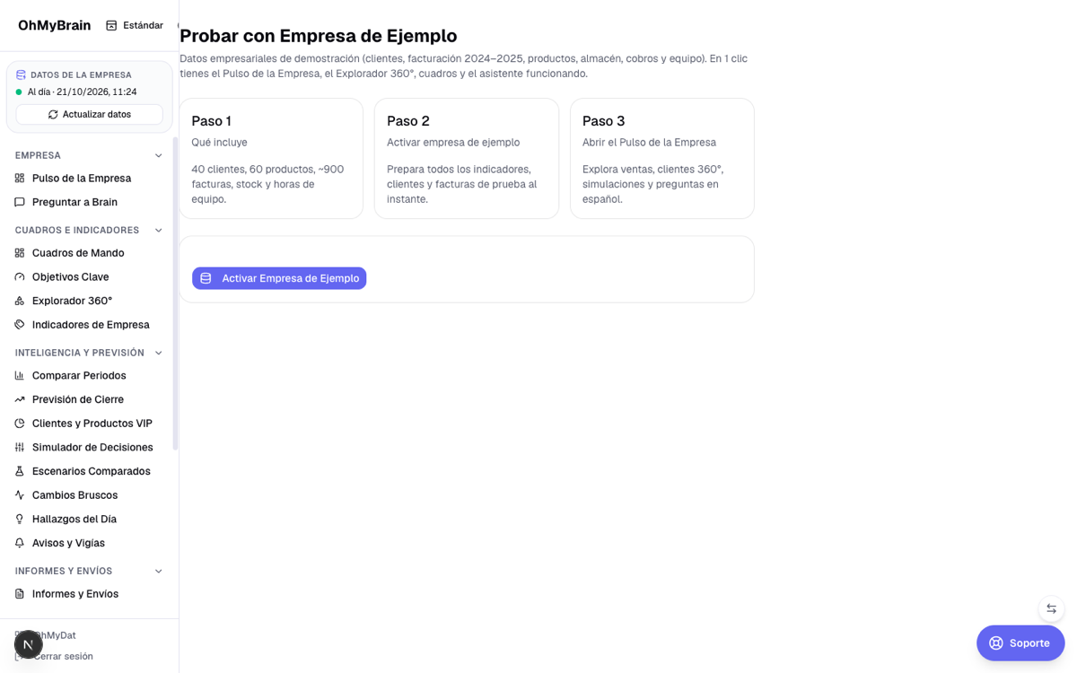 Pantalla de Demo SL con los tres pasos y el botón Instalar demo